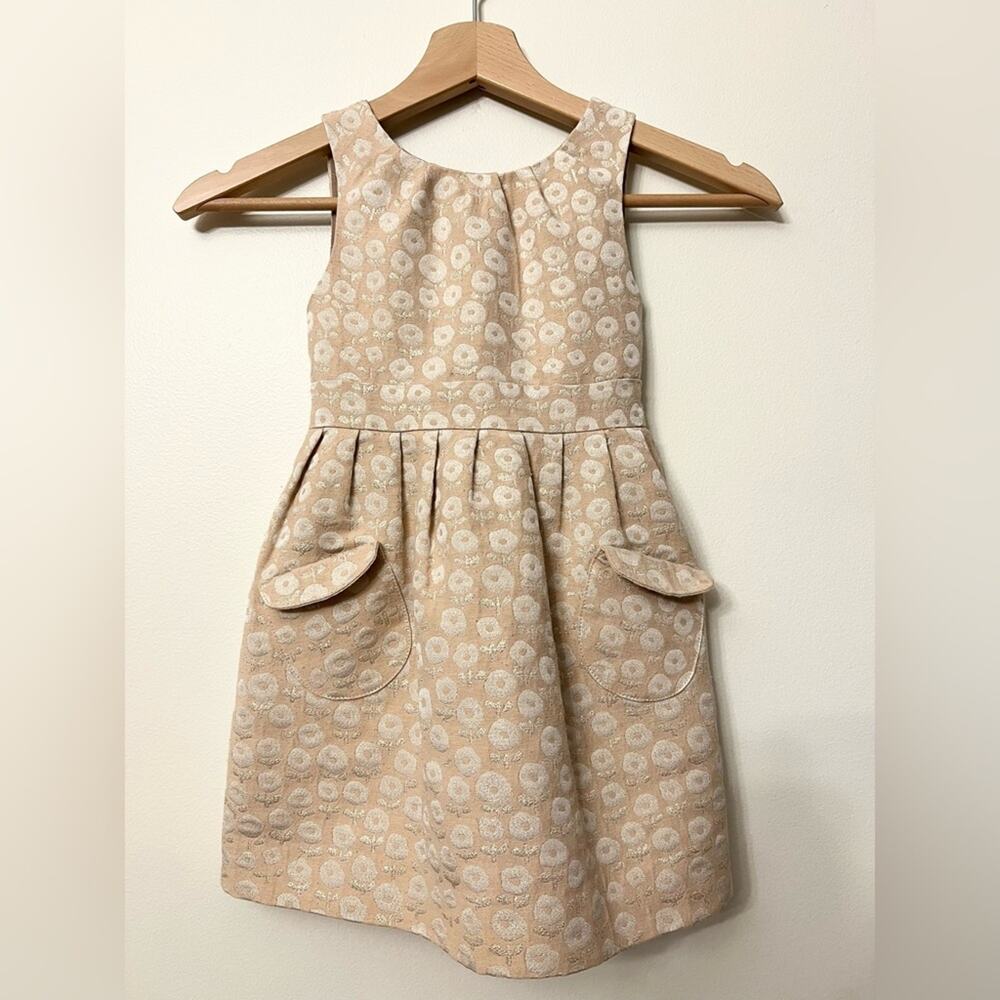 Mini Boden Cream Floral Jacquard Formal Dress for Girls